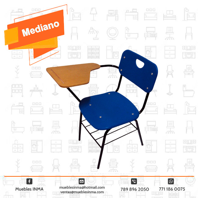Silla mediana con paleta. Asiento y respaldo en 2 piezas